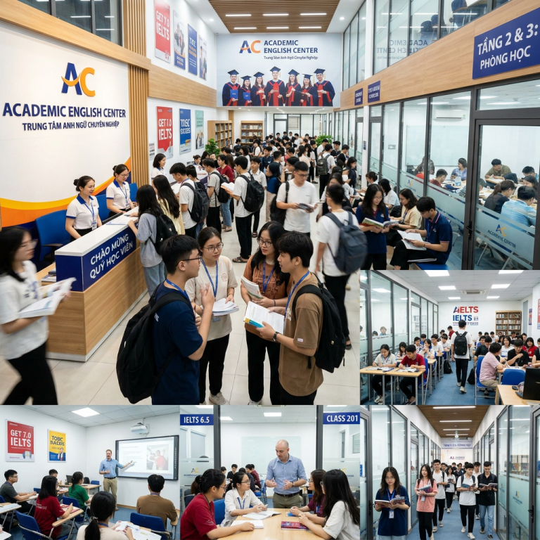 Collage of students and teachers at Academic English Center
